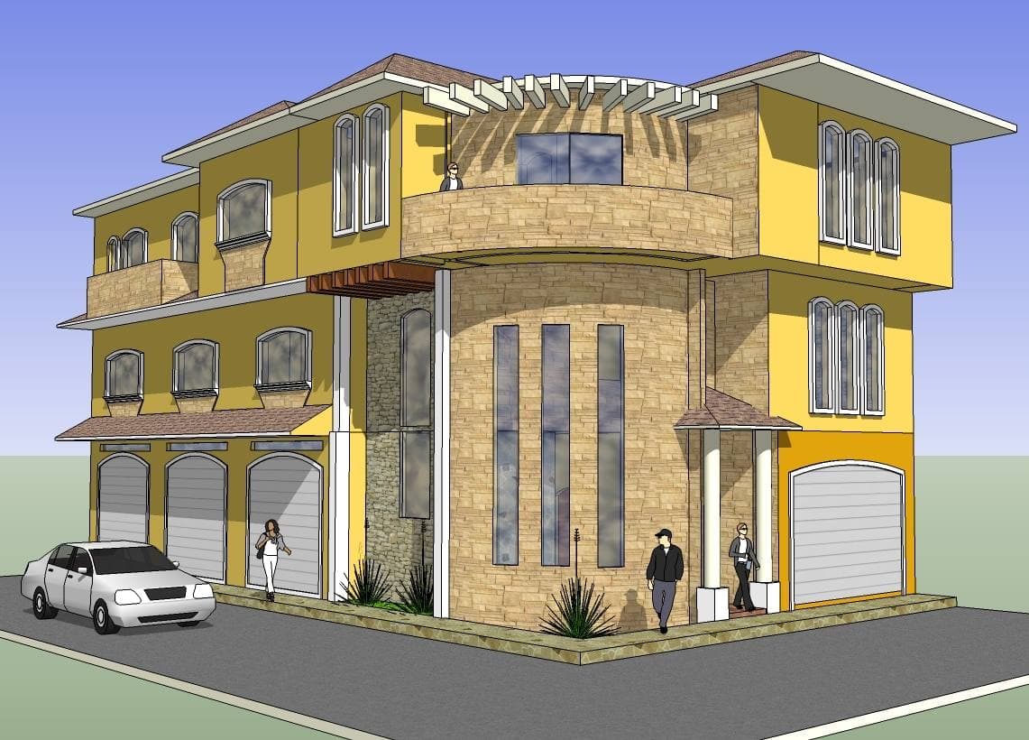 Render 3D edificio multifamiliar