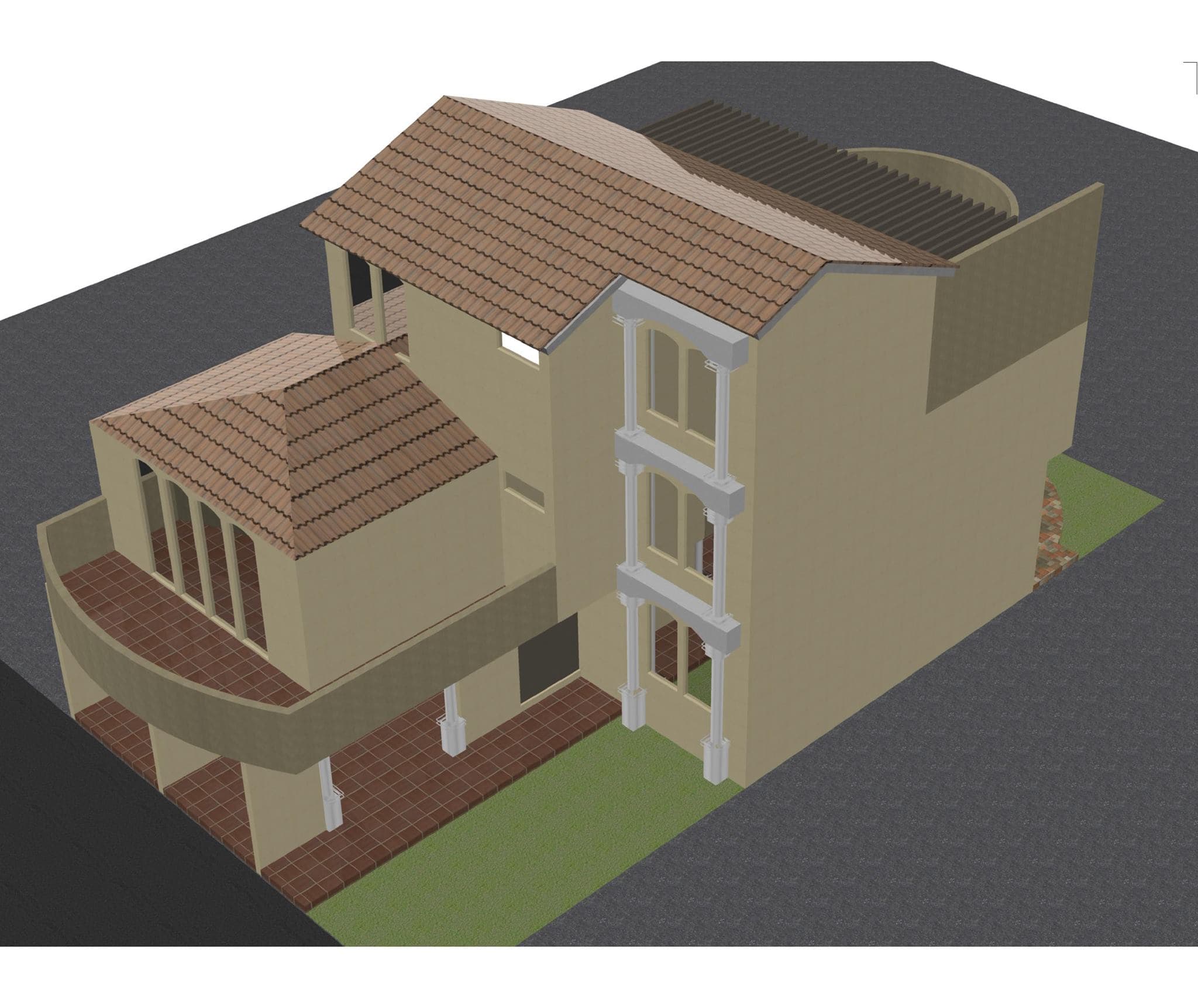 Render 3D vivienda - vista aérea